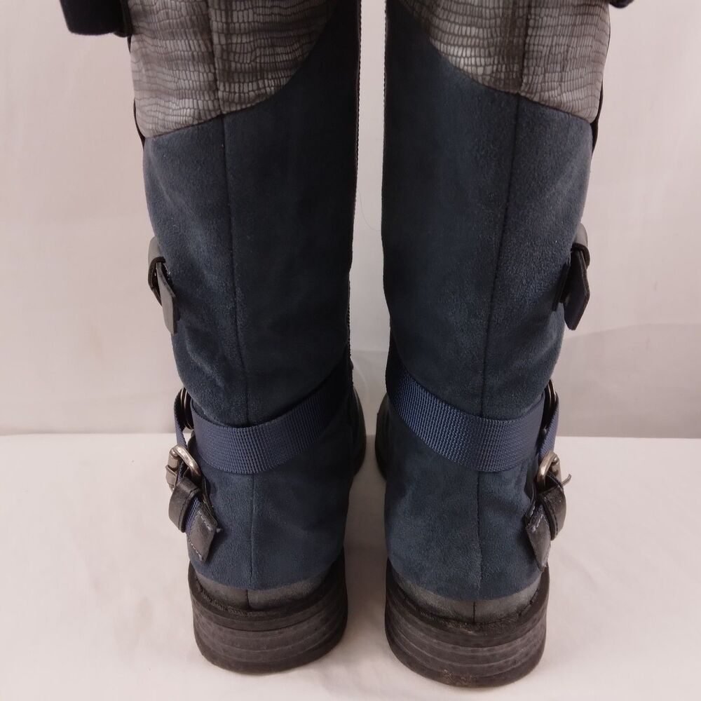 Rieker 92284-45 Franka Gray Blue Buckle Knee-High Boots Steampunk Size EU 37 6 - Picture 13 of 16